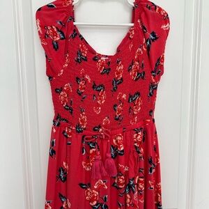 Justice Vibrant Red and Blue Smocked Top